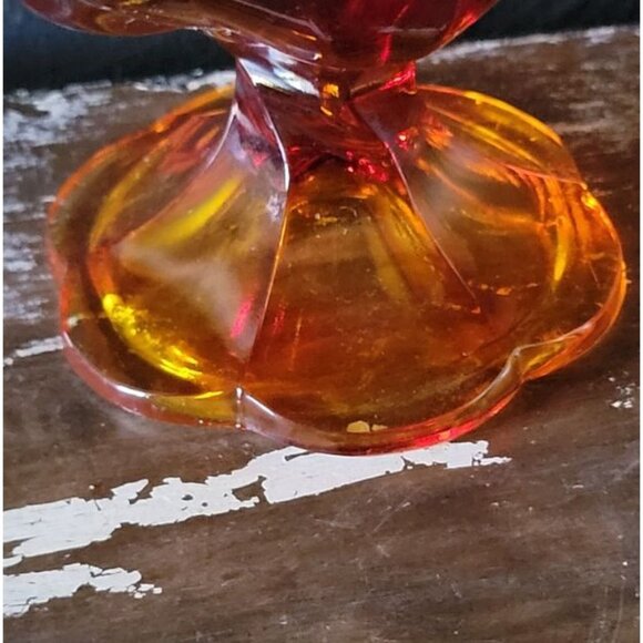 Vintage Amberina Persimmon Orange Glass Compote Amberina, Glowy, L.E. Smith - Picture 4 of 5